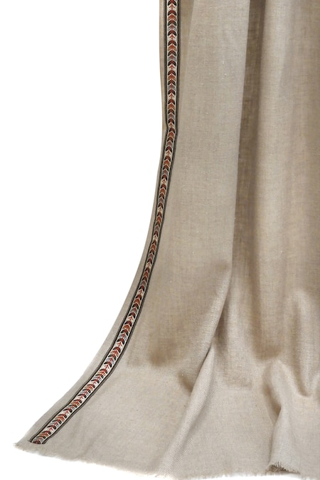 Buy_Pashma_Brown Thread Lace Embroidered Scarf 