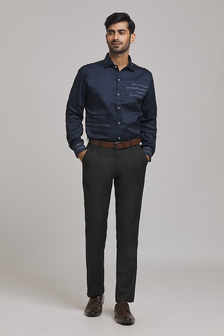 Buy_Arihant Rai Sinha_Blue Cotton Shirt