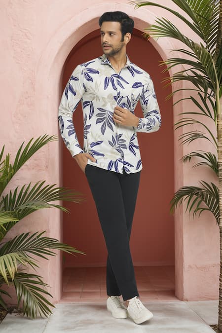 Arihant Rai Sinha Autumn Leaves Print Shirt 