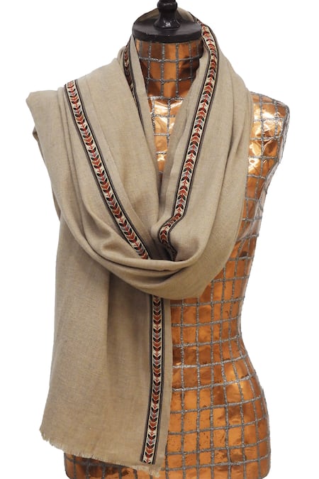 Pashma Thread Lace Embroidered Scarf 