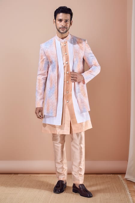 Aryavir Malhotra Abstract Ombre Embroidered Sherwani With Pyjama 