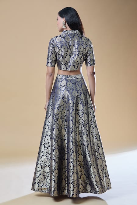 Samyukta Singhania Floral Woven Kalidar Lehenga With Collared Blouse 