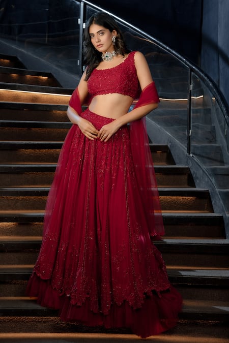 Aakansha Gupta Zardozi Floral Embroidered Lehenga Set 