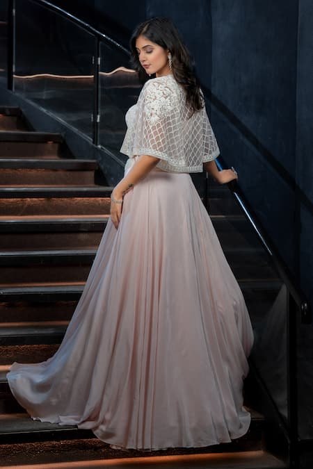 Aakansha Gupta Cosmo Pastel Lehenga Embroidered Cape Set 