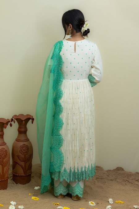 Mithi Supari Thread Embroidered Anarkali Pant Set 