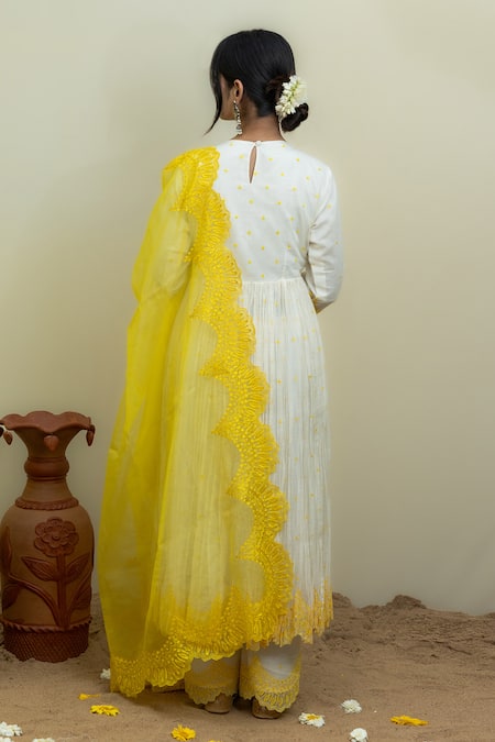 Mithi Supari Threadwork Embroidered Anarkali Pant Set 