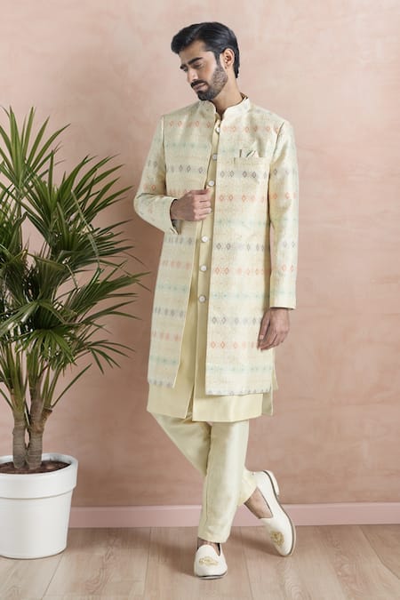 Aryavir Malhotra Florin Jaal Embroidered Long Jacket & Kurta Set 