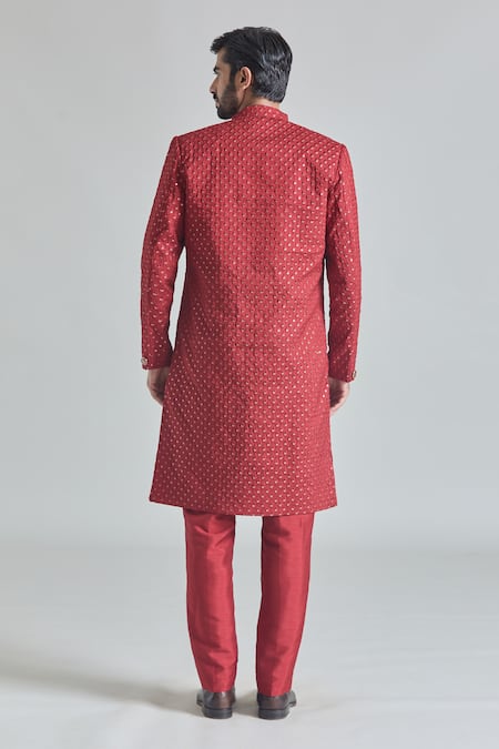 Arihant Rai Sinha Crest Embroidered Sherwani Jacket & Pant Set 