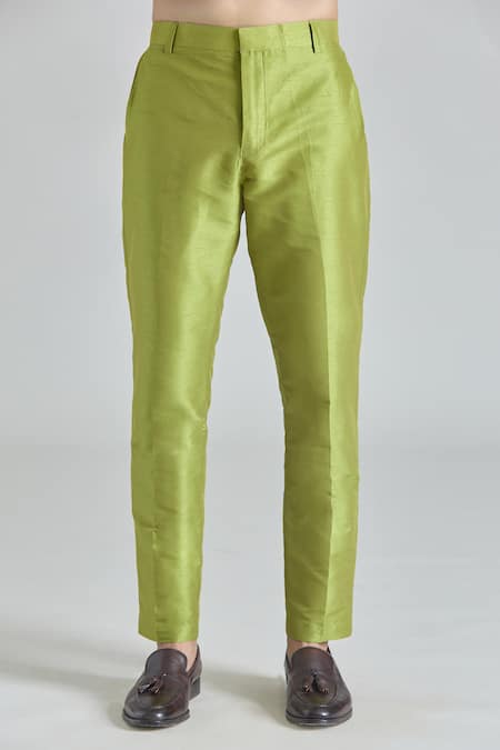 Buy Arihant Rai Sinha Green Silk, Jacquard Embroidery Diamond Bloom Sherwani Jacket And Pant Set Buy_Arihant Rai Sinha_Green Silk, Jacquard Embroidery Diamond Bloom Sherwani Jacket And Pant Set