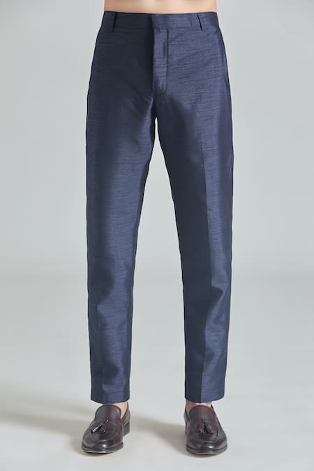 Buy_Arihant Rai Sinha_Blue Silk, Satin Sequins, Embroidery Bloom Mahal Sherwani Jacket And Pant Set 