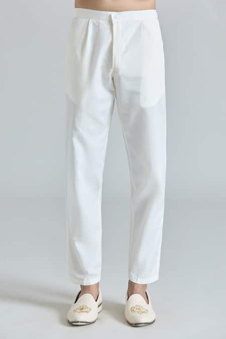 Arihant Rai Sinha_White Silk, Satin Sequins Mirror Jaal Embroidered Sherwani Jacket And Pant Set_Online_at_Aza_Fashions