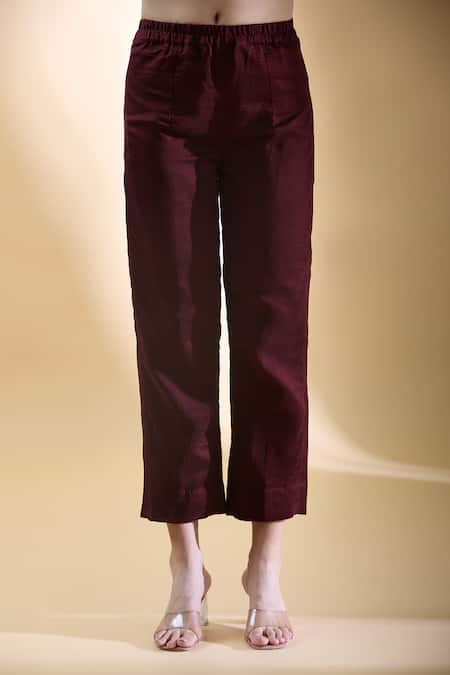 Buy Samyukta Singhania Brown Silk Organza, Silk, Chanderi Embroidery Round Zari Yoke Kurta Pant Set Buy_Samyukta Singhania_Brown Silk Organza, Silk, Chanderi Embroidery Round Zari Yoke Kurta Pant Set