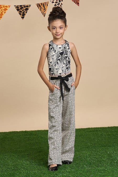 LIL DRAMA Leopard Gaze Print Top & Pant Set 