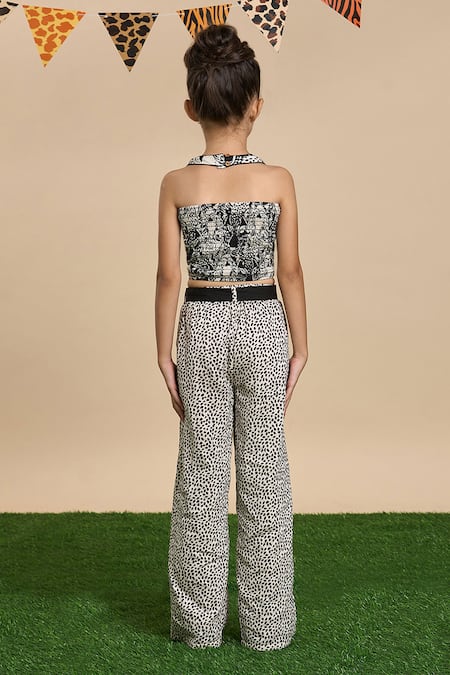 Lil Drama Leopard Gaze Print Top & Pant Set 