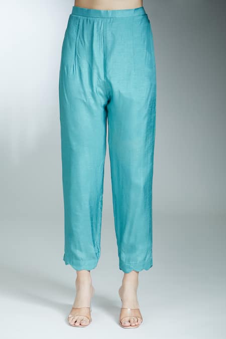 Buy Samyukta Singhania Blue Cotton Embroidery Round Neck Zardozi Kurta Pant Set Buy_Samyukta Singhania_Blue Cotton Embroidery Round Neck Zardozi Kurta Pant Set