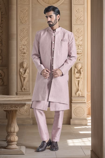 Arihant Rai Sinha Phool Embroidered Sherwani Jacket & Pant Set 