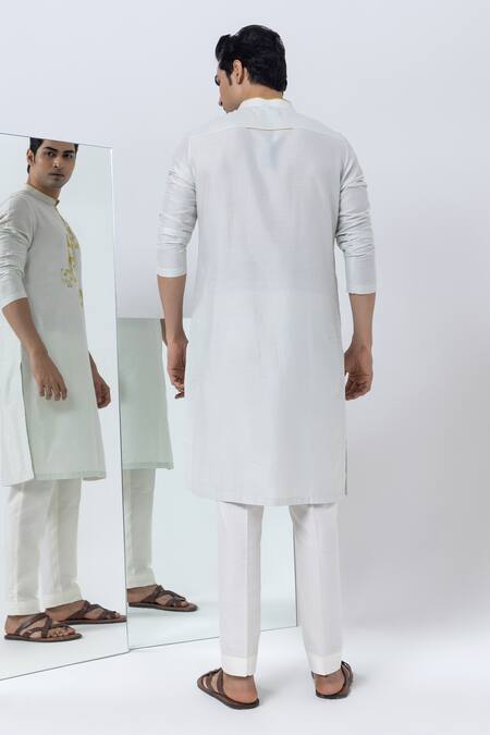 Shop Kaha Grey Cotton Silk Embroidery Abstract Thread Kurta With Pant at Aza Fashions Shop_Kaha_Grey Cotton Silk Embroidery Abstract Thread Kurta With Pant_at_Aza_Fashions