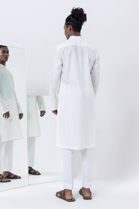 Shop Kaha Off White Cotton, Silk Embroidery Mosaic Applique Kurta With Pant at Aza Fashions Shop_Kaha_Off White Cotton, Silk Embroidery Mosaic Applique Kurta With Pant_at_Aza_Fashions