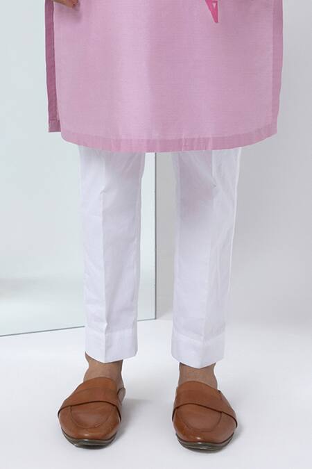 Buy_Kaha_Pink Cotton, Silk Embroidery Mosaic Thread Kurta With Pant_Online_at_Aza_Fashions