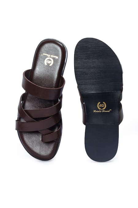 Domani Brown Criss Cross Gladiator Sandals 