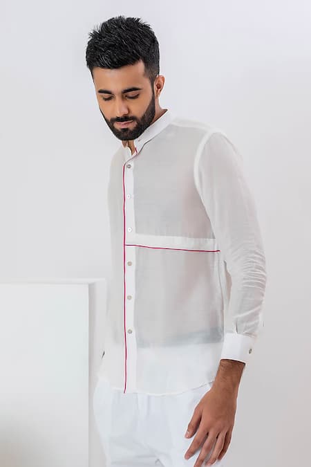 Vaani Beswal Aster Contrast Cord-Piping Detailed Shirt 