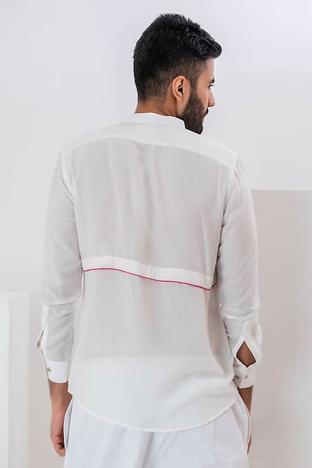Shop Vaani Beswal White Cord Piping Aster Contrast Detailed Shirt at Aza Fashions Shop_Vaani Beswal_White Cord Piping Aster Contrast Detailed Shirt _at_Aza_Fashions