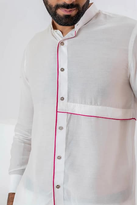 Vaani Beswal White Cord Piping Aster Contrast Detailed Shirt Online at Aza Fashions Vaani Beswal_White Cord Piping Aster Contrast Detailed Shirt _Online_at_Aza_Fashions