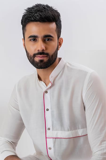 Buy Vaani Beswal White Cord Piping Aster Contrast Detailed Shirt Online at Aza Fashions Buy_Vaani Beswal_White Cord Piping Aster Contrast Detailed Shirt _Online_at_Aza_Fashions