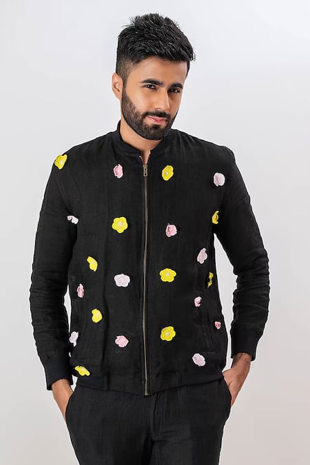 Vaani Beswal Bloom Floral Applique Detailed Bomber Jacket 