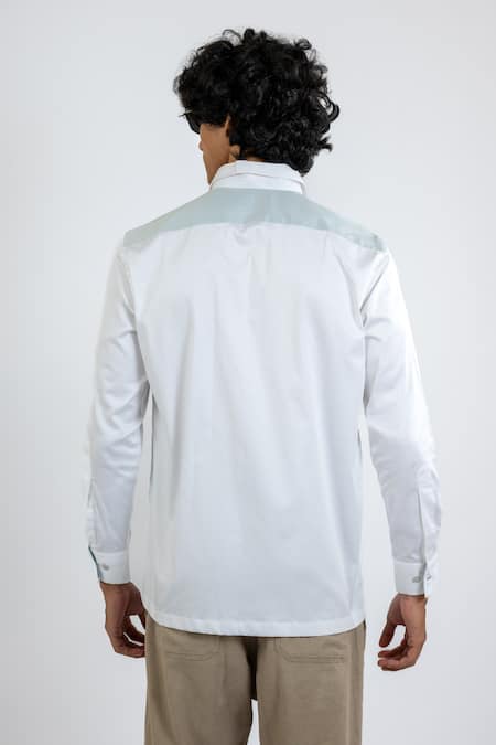 Shop Vaani Beswal White 100% Cotton Hand Embroidery Cat Pocket Shirt at Aza Fashions Shop_Vaani Beswal_White 100% Cotton Hand Embroidery Cat Pocket Shirt _at_Aza_Fashions