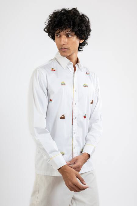 Buy Vaani Beswal White Cotton Embroidery Cupcake Hand Shirt Online at Aza Fashions Buy_Vaani Beswal_White Cotton Embroidery Cupcake Hand Shirt _Online_at_Aza_Fashions
