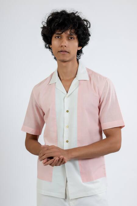 Buy Vaani Beswal White 135 Quality Color Block Harin Camp Collar Shirt Online at Aza Fashions Buy_Vaani Beswal_White 135 Quality Color Block Harin Camp Collar Shirt _Online_at_Aza_Fashions