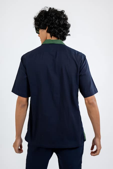 Vaani Beswal Blue 135 Quality Color Block Harin Detailed Shirt Online at Aza Fashions Vaani Beswal_Blue 135 Quality Color Block Harin Detailed Shirt _Online_at_Aza_Fashions