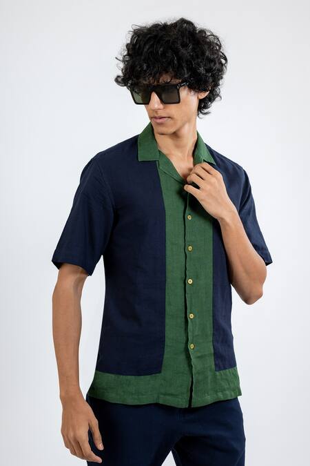 Buy Vaani Beswal Blue 135 Quality Color Block Harin Detailed Shirt Online at Aza Fashions Buy_Vaani Beswal_Blue 135 Quality Color Block Harin Detailed Shirt _Online_at_Aza_Fashions