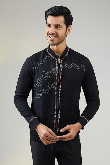 Vaani Beswal Kantha Embroidered Zipper Jacket 