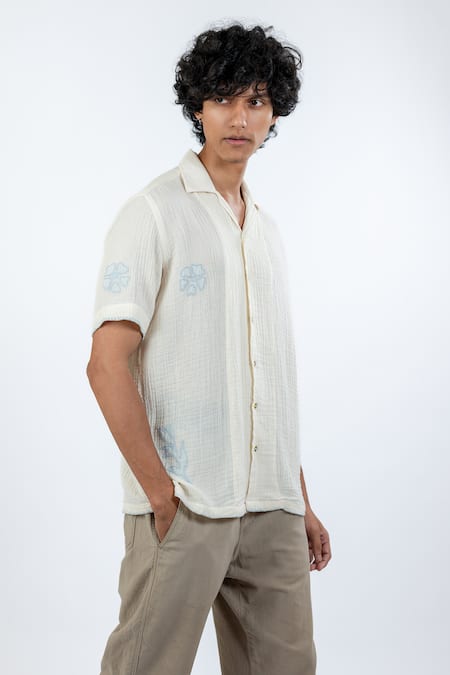 Buy Vaani Beswal Ivory 100% Organic Cotton Applique Embroidered Shirt Online at Aza Fashions Buy_Vaani Beswal_Ivory 100% Organic Cotton Applique Embroidered Shirt _Online_at_Aza_Fashions