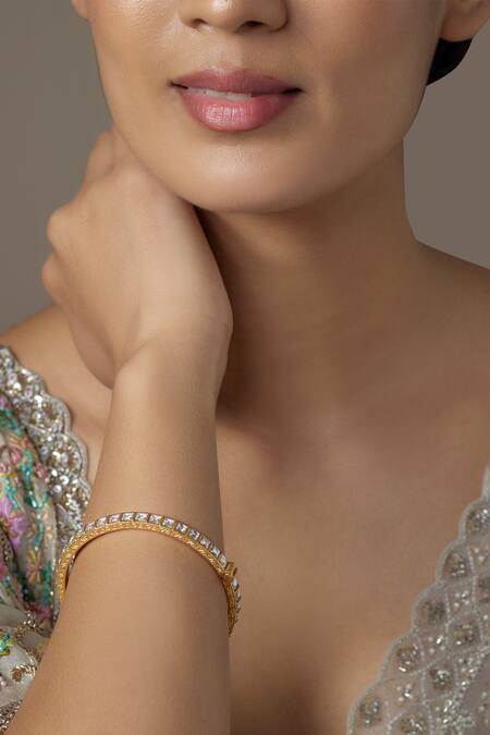Karisa Designs White Diamonds Quad Kundan Stone Embellished Bangle 