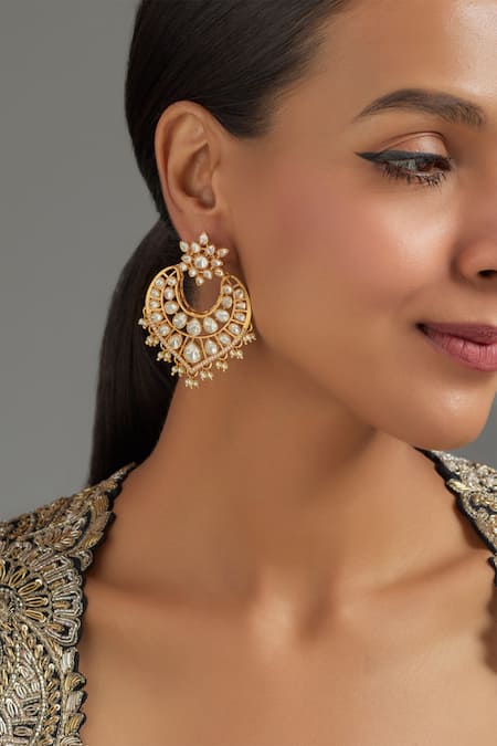 Karisa Designs Noor Moissanite Polki Chandbalis 