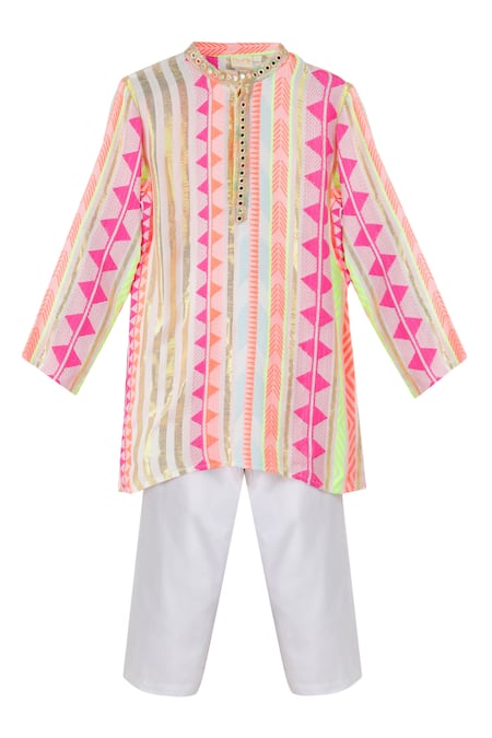 MINIME ORGANICS Geometric Woven Kurta With Pyjama 