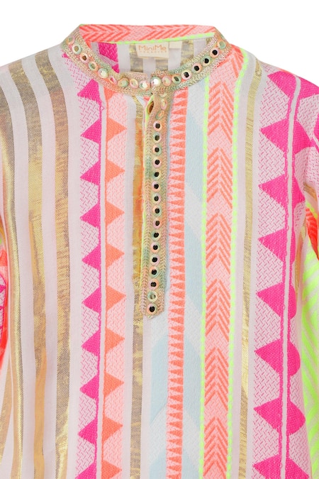 Buy Minime Organics Off White Viscose, Lurex Embroidery Geometric Woven Kurta With Pyjama Online at Aza Fashions Buy_Minime Organics_Off White Viscose, Lurex Embroidery Geometric Woven Kurta With Pyjama _Online_at_Aza_Fashions