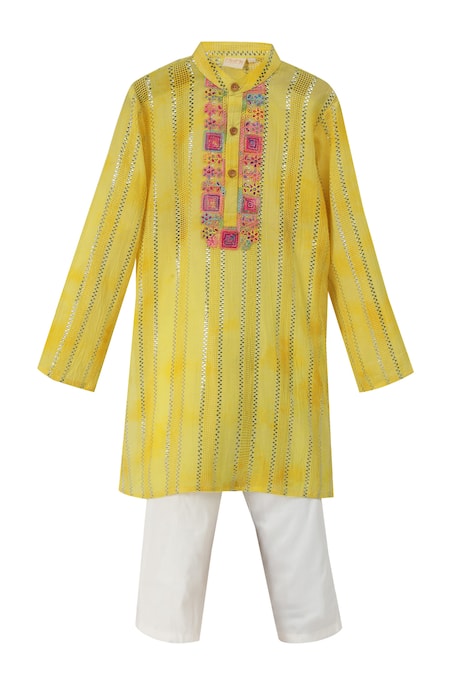 MINIME ORGANICS Lace Embellished Kurta Pyjama Set 