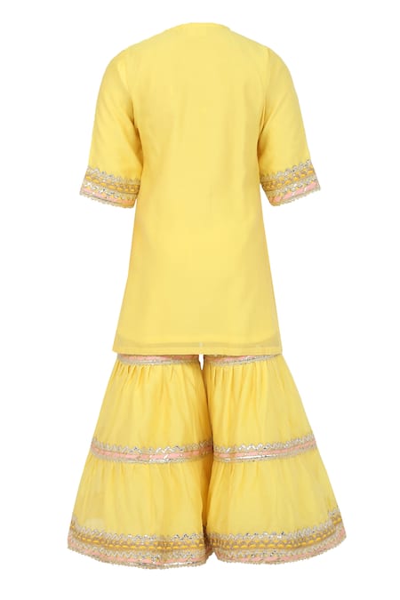 Minime Organics Sequin Lace Embellished Kurta Sharara Set 