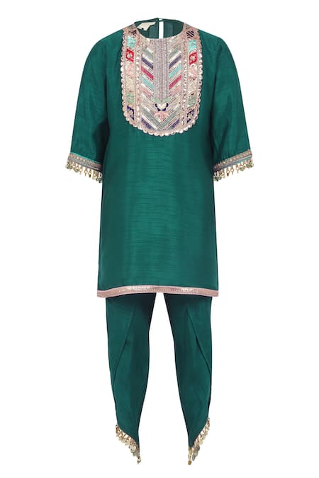 MINIME ORGANICS Lace Embellished Kurta With Dhoti Pant 