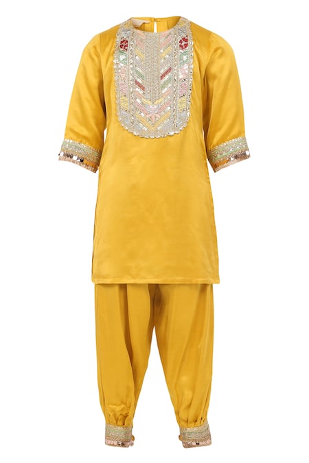 MINIME ORGANICS Lace Embellished Kurta With Salwar 