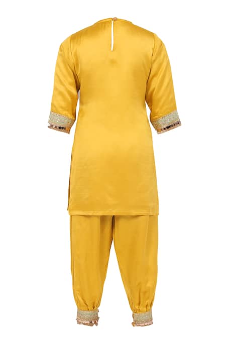 Minime Organics Lace Embellished Kurta With Salwar 