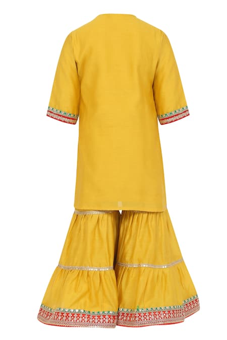 Minime Organics Lace Sequin Embellished Kurta Sharara Set 