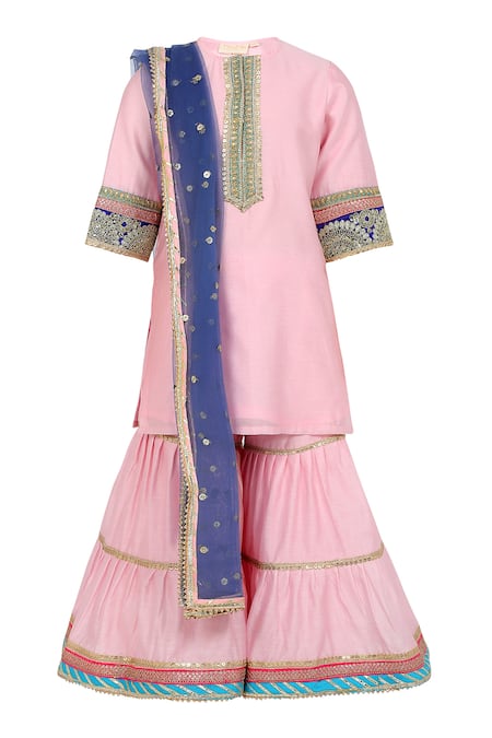 MINIME ORGANICS Lace Embroidered Kurta Sharara Set 