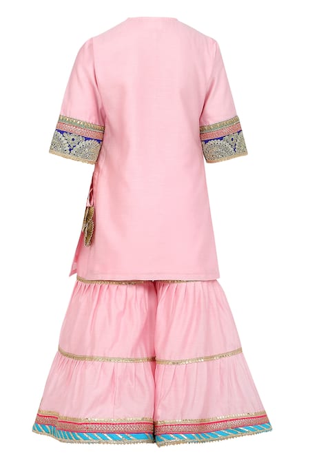 Minime Organics Lace Embroidered Kurta Sharara Set 