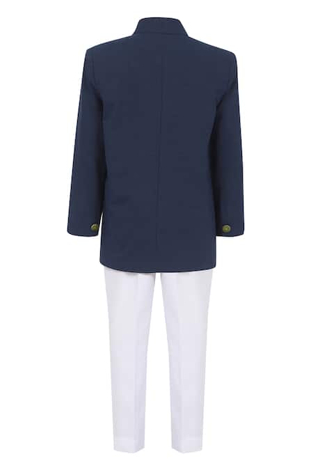 Minime Organics Plain Asymmetric Panel Bandhgala Pant Set 