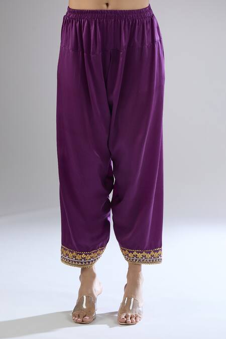 Sheetal Batra Purple Cotton Embroidery Button-down Neck Gold Kurta Set at Aza Fashions Sheetal Batra_Purple Cotton Embroidery Button-down Neck Gold Kurta Set _at_Aza_Fashions